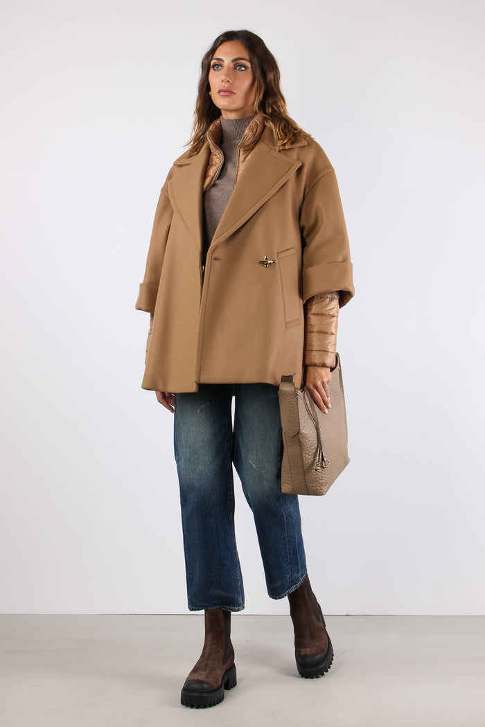 Cappa Double Bimateriale Cammello-4