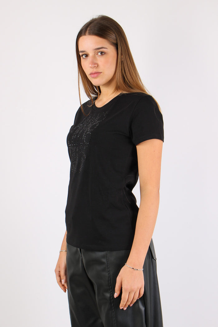 T-shirt Manica Cort Strass Nero/degrade-4