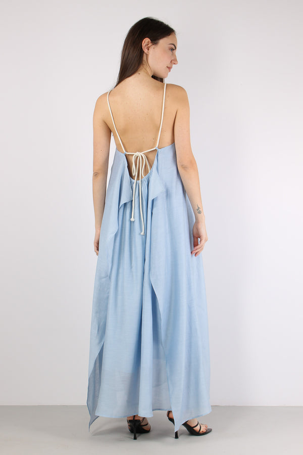 Abito Lungo Spallina Corda Celeste-2