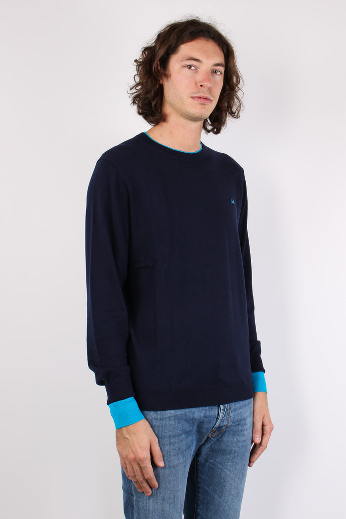 Girocollo Profilo Contrasto Navy Blue-4