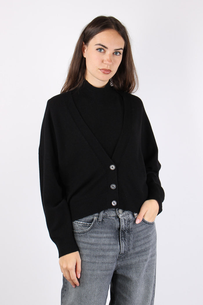 Cardigan Corto Viscosa Nero-2