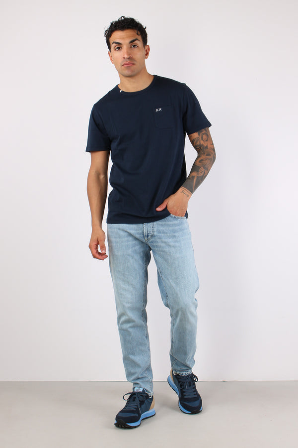 T-shirt Cotone Taschino Avio-2