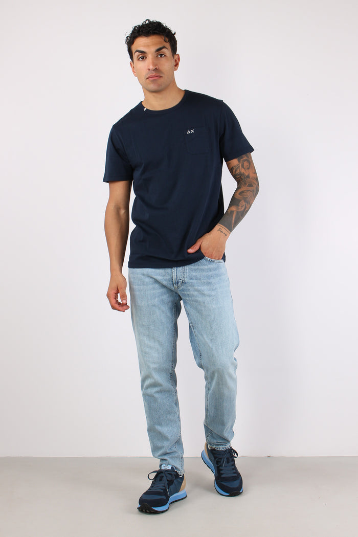 T-shirt Cotone Taschino Avio-2