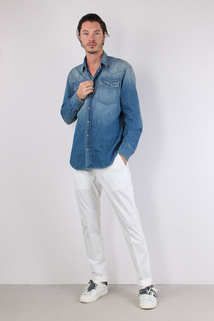 Gaubert Pantalone Gabrdina Leggera Bianco