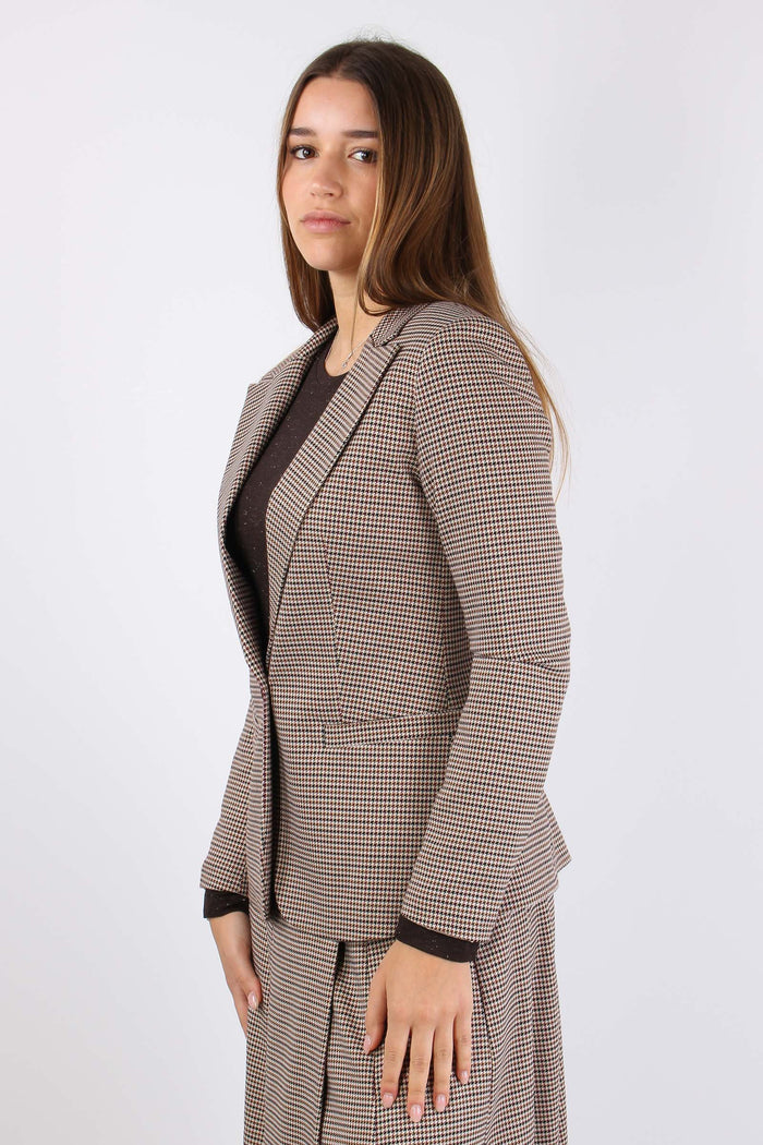 Giacca Micro Quadro Cammello/nero-4