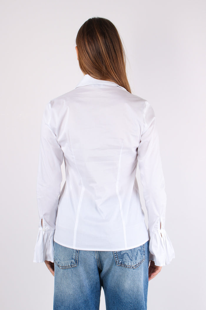 Camicia Manica Plisse Bianco-6