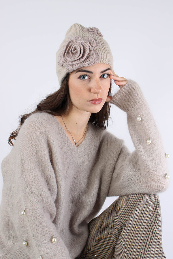 Cuffia Applicazione Rose Nude