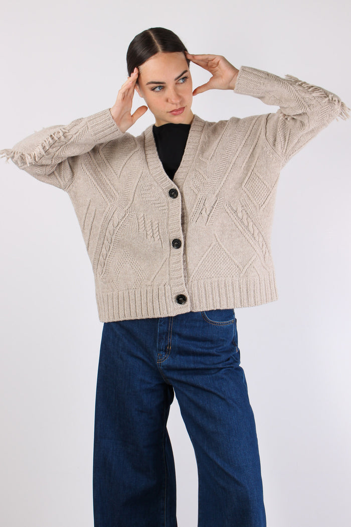 Stallo Cardigan Over Frange Casha Melange-3