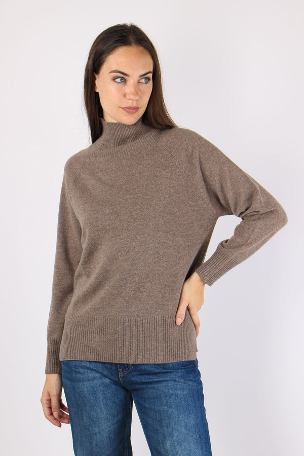 Collo Alto Manica Raglan Brown