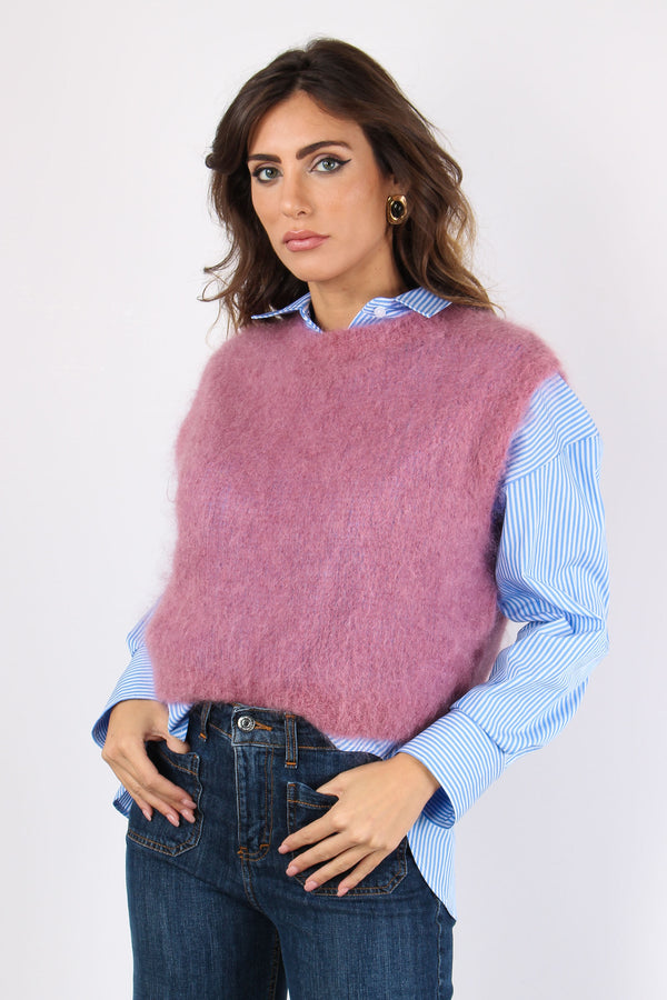 Gilet Misto Mohair Rosa