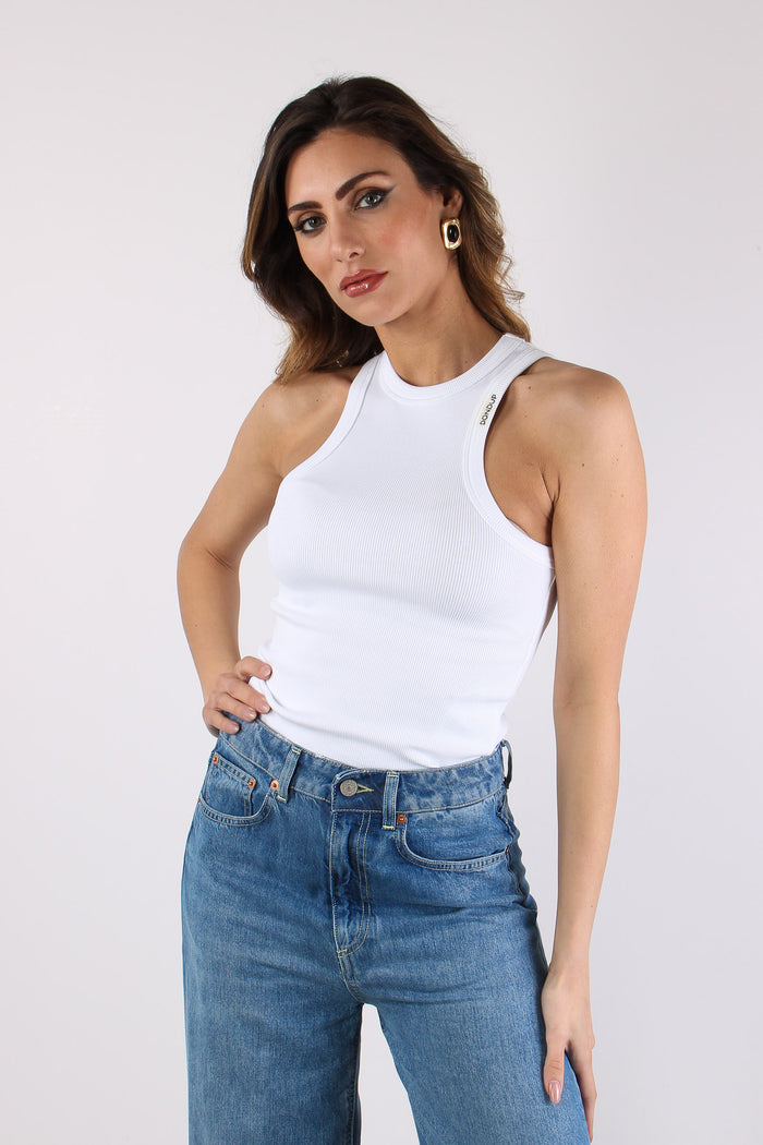 Canotta Cotone Logo Bianco-4