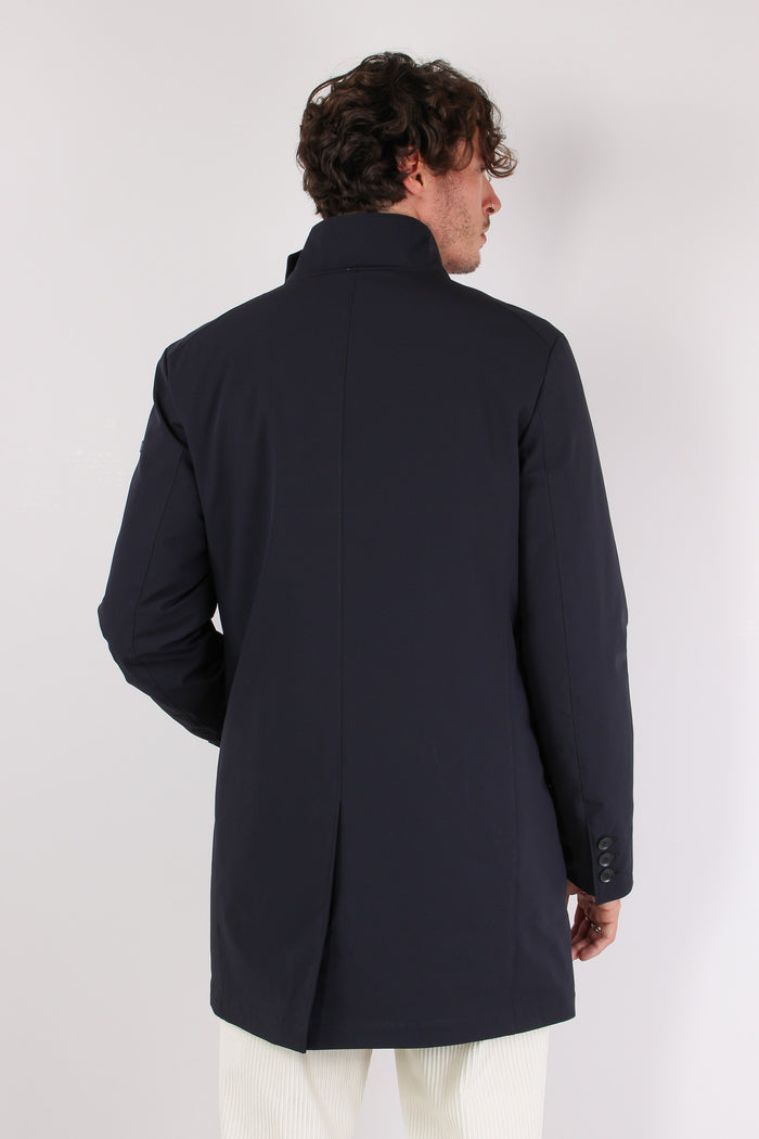 Giubbotto Lungo Tessuto Tecnic Navy-8