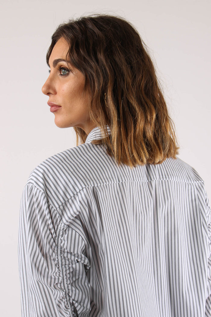Camicia Riga Pizzo Laterale Bianco/nero-7