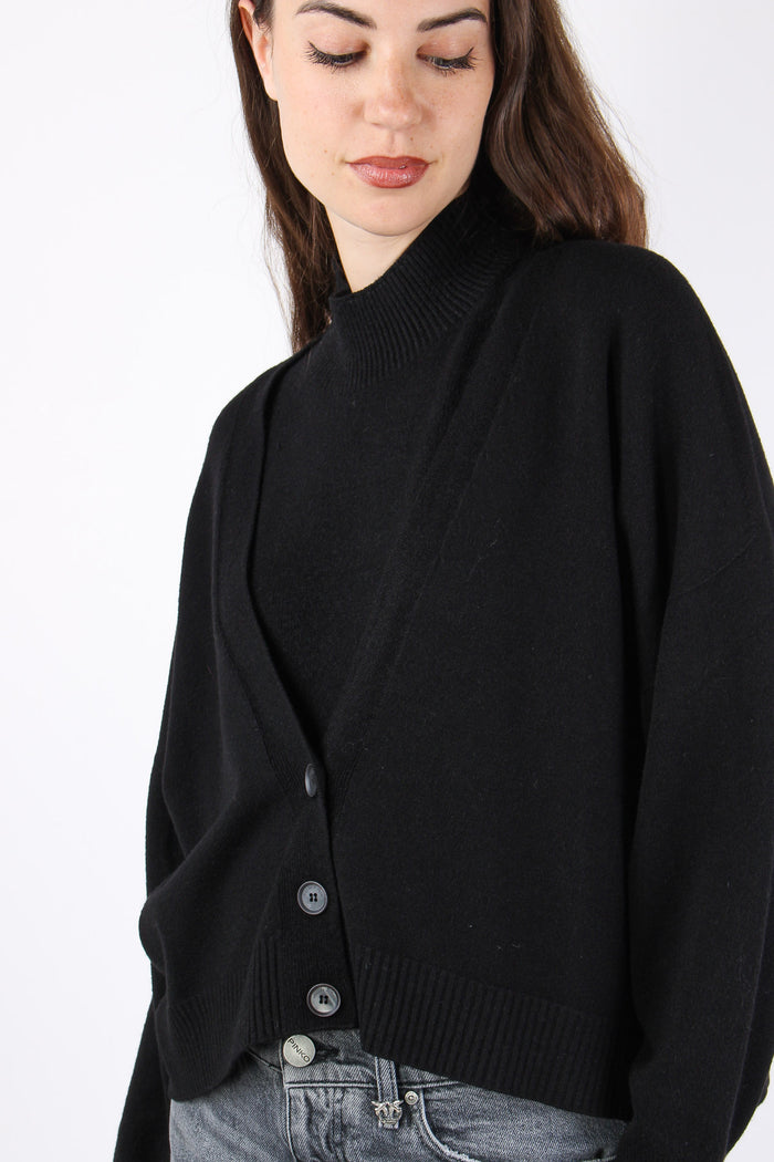 Cardigan Corto Viscosa Nero-7