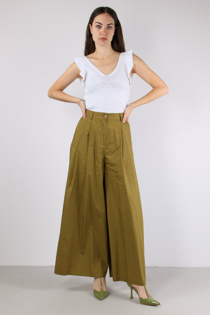 Pantalone Cotone Doppia Pences Olio-3