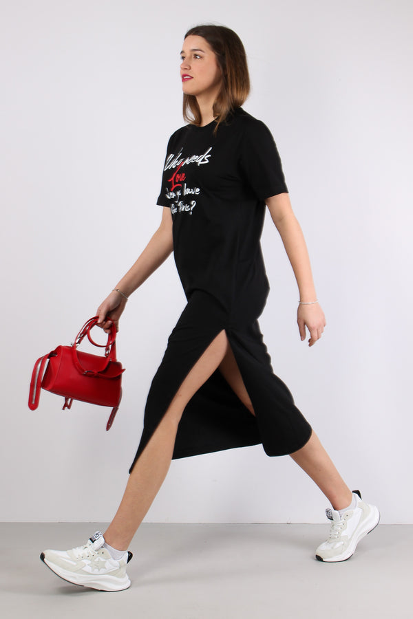 Abito Lungo Cotone Love Nero-2