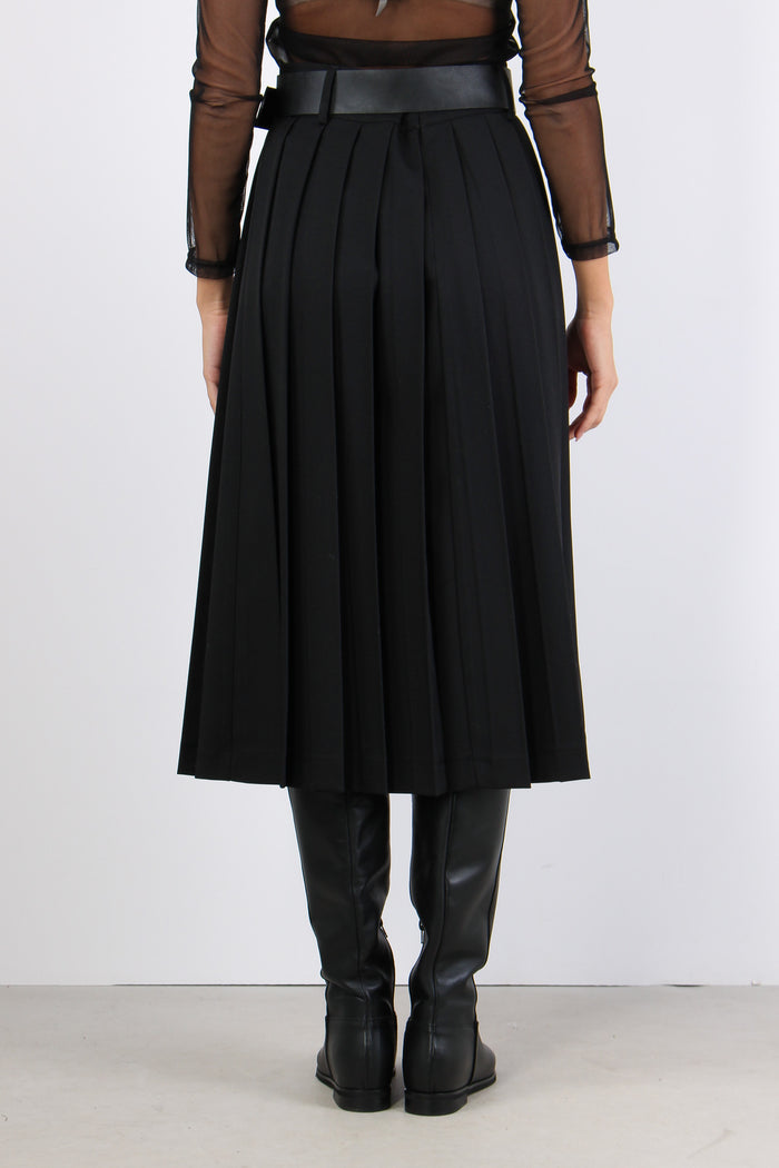 Gonna Midi Pieghe Nero-3