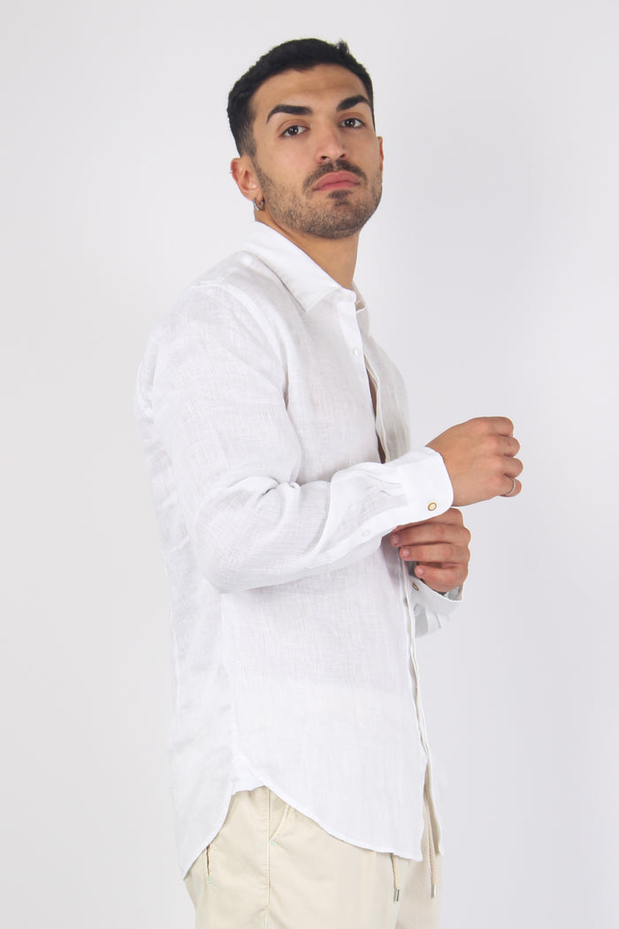 Camicia 100%lino Bianco-4