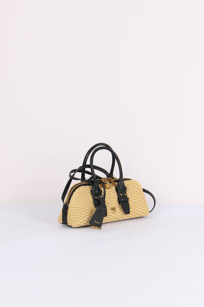 Bowling Bag Rafia Rafia/nero-6