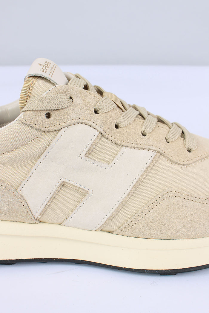 Sneaker Bimateriale Patch Sabbia-6