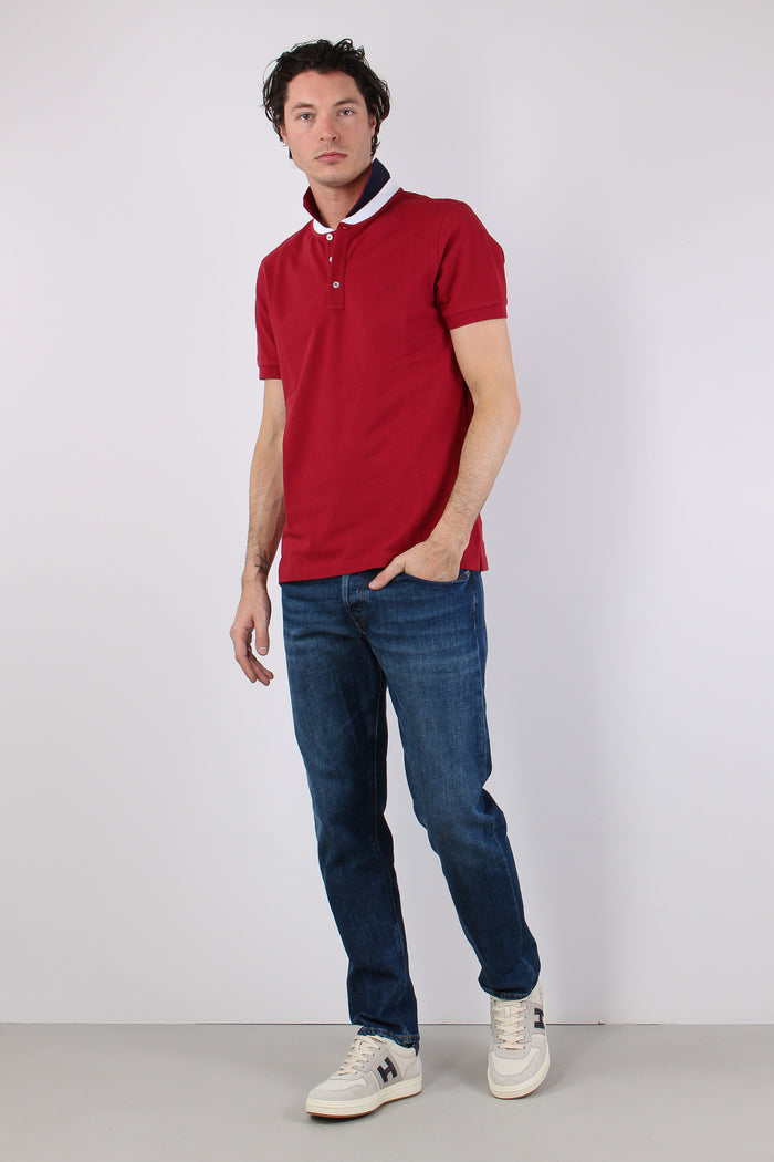Polo Colletto Contrasto Rosso-5