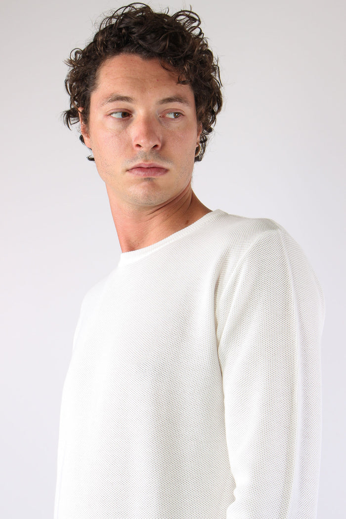 Maglia Girocollo Nido D Ape Latte-7