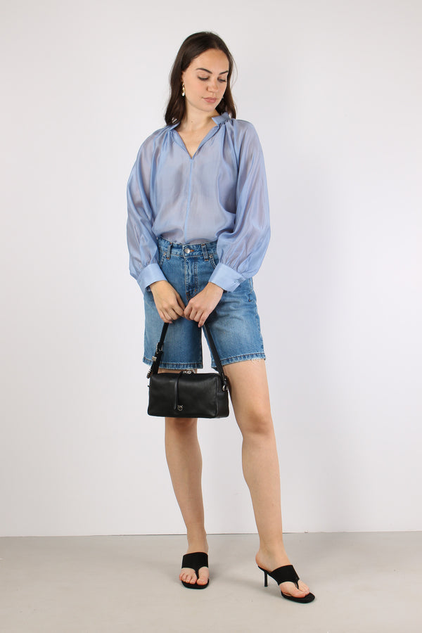 Camicia Coreana Mussola Azzurro