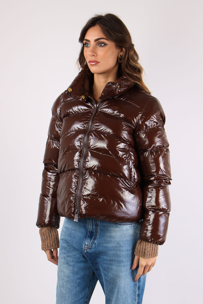 Mirco Caban Piumino Logo Marrone/piombo-9