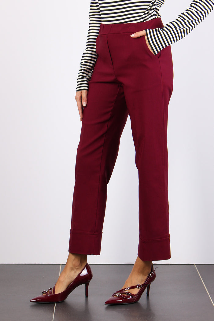 Pantalone Bengalina Risvolto Bordeaux-6