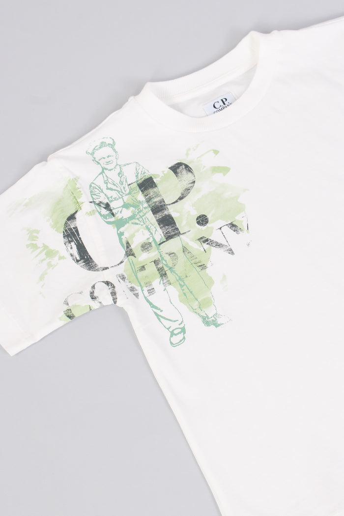 T-shirt Stampa Logo Over Gauze White-2