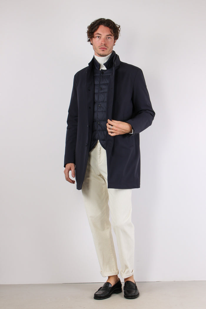 Giubbotto Lungo Tessuto Tecnic Navy-9