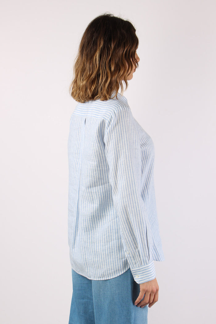 Giurato Camicia Lino Riga Off White-5