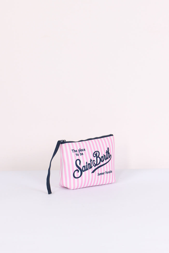 Aline Pochette Righe Mini Rosa/bianco-5