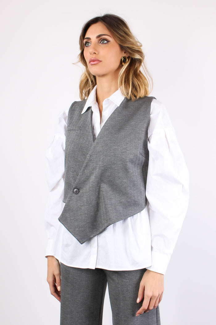 Gilet Assimetrico Resca Grigio-6