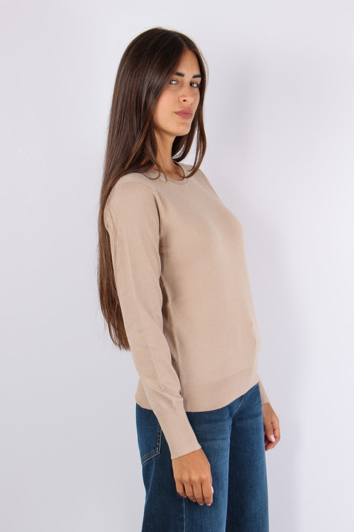 Maglia Girocollo Viscosa Cammello-6