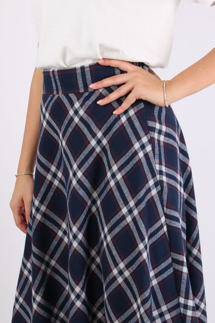 Gonna Punte Check Blu/bordeaux-10