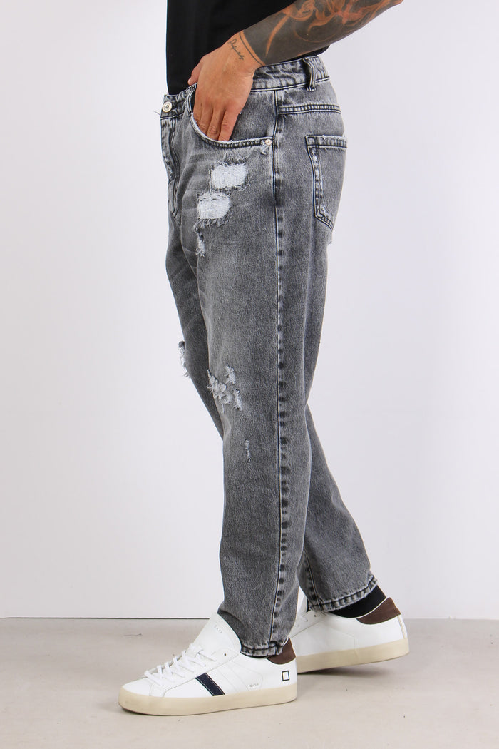 Denim Cropped Rotture Nero-6