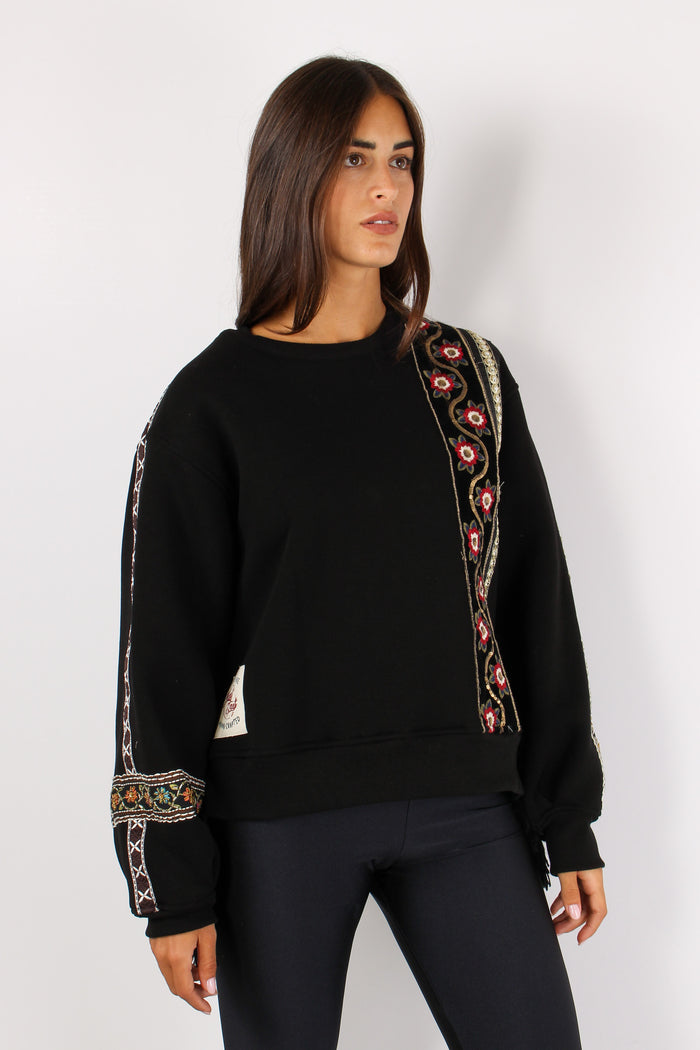 Felpa Girocollo Passamanneria Nero-7