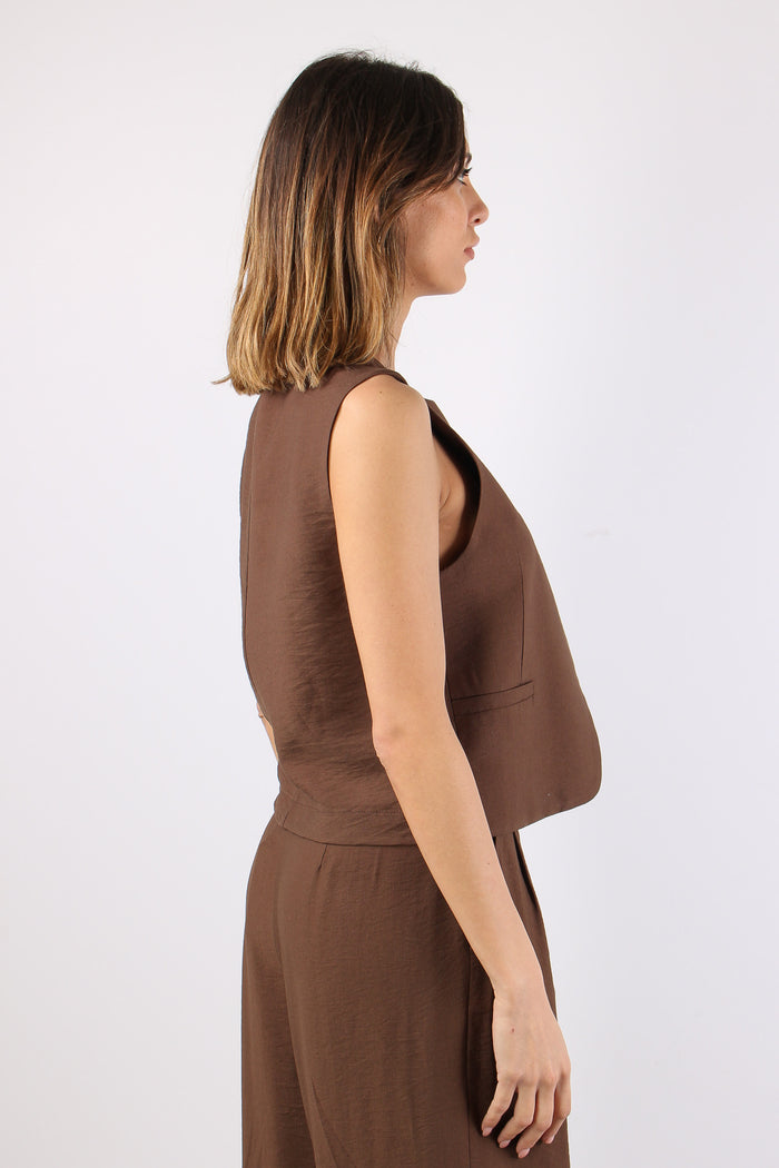 Gilet Abbottonatura Asimmetric Moro-6