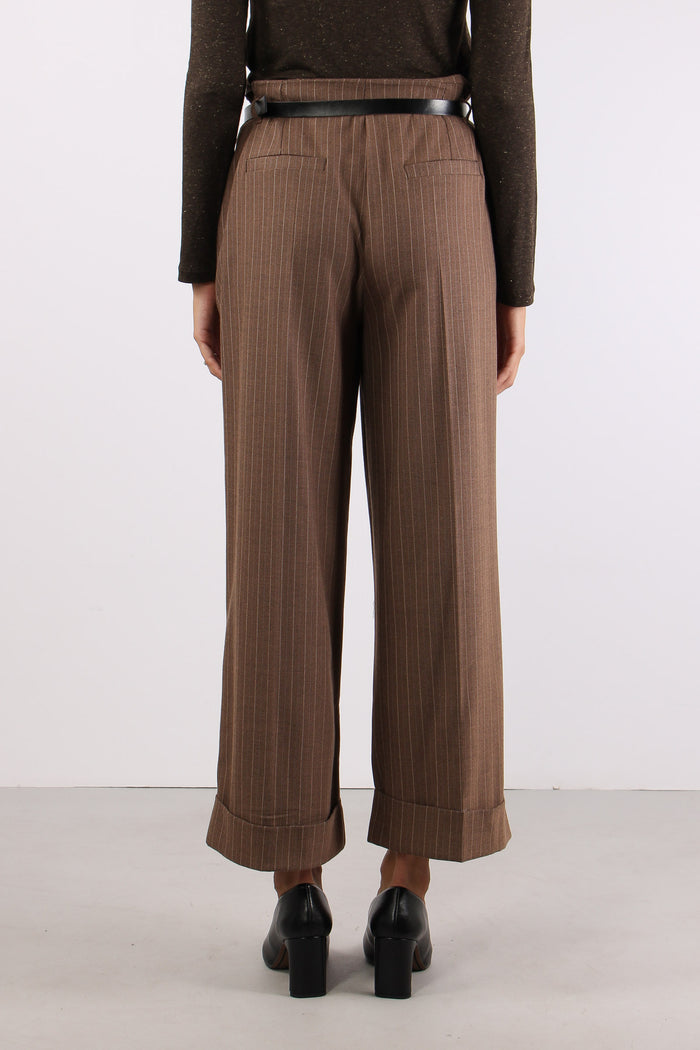 Pantalone Cropped Risvolto Ges Tabacco-5
