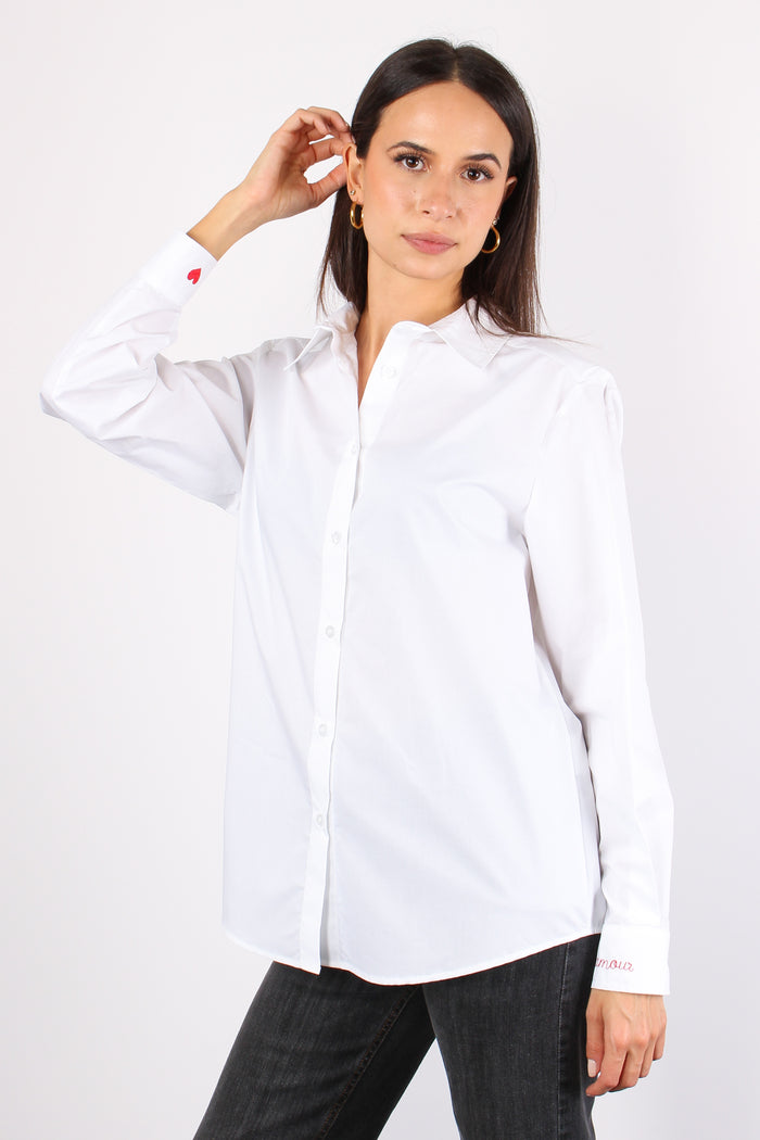 Camicia Over Ricamo Polso Bianco-3