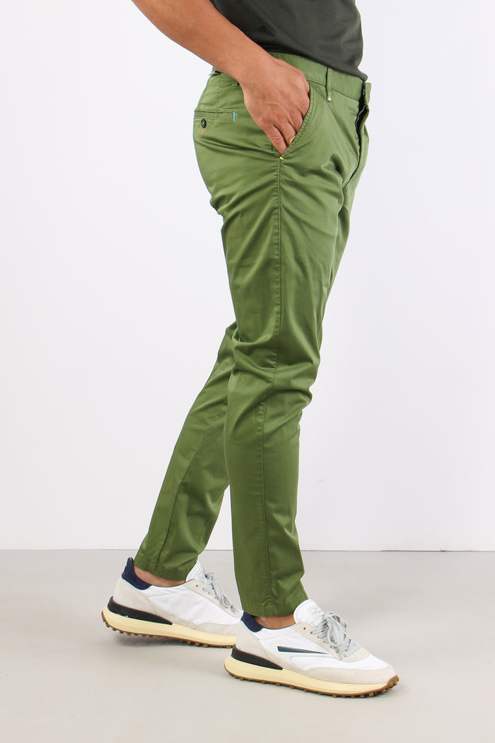 Pantalone Chino Rasatello Verde Scuro-3