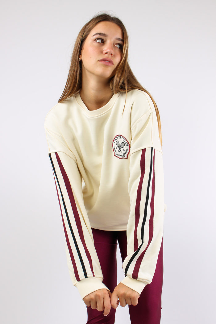 Felpa Regular Logo Tennis Bianco Burro-7