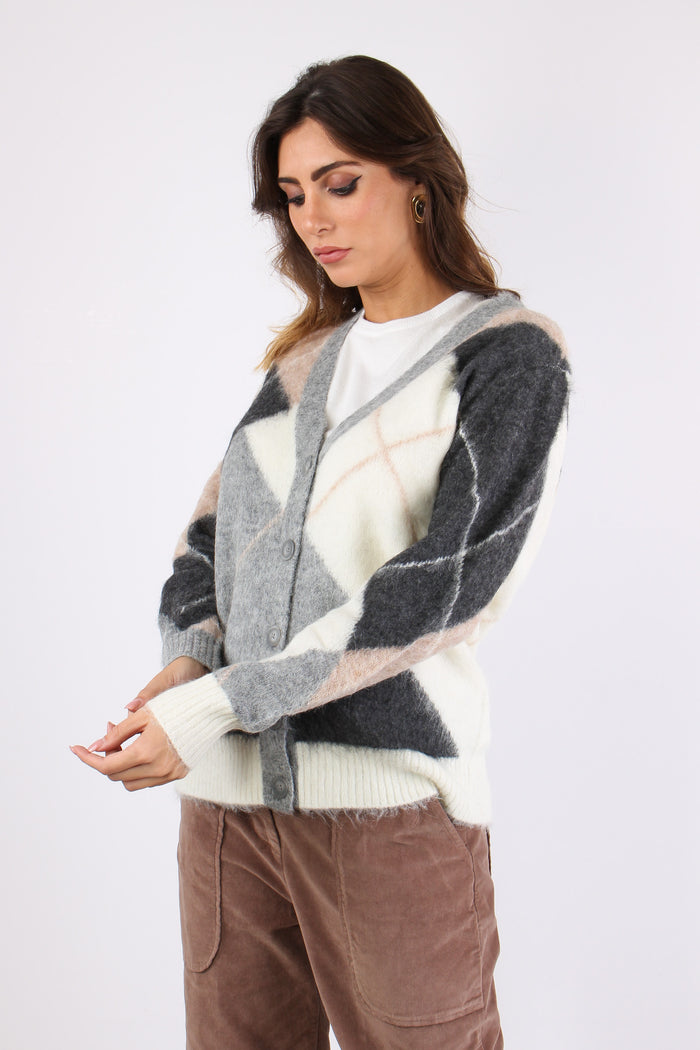 Cardigan Losanghe Rosa/grigio-3