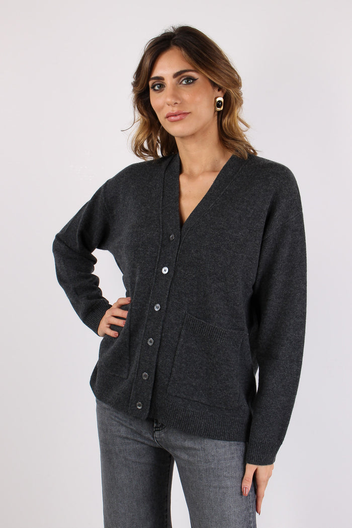 Cardigan Lana Cashmere Grigio-3