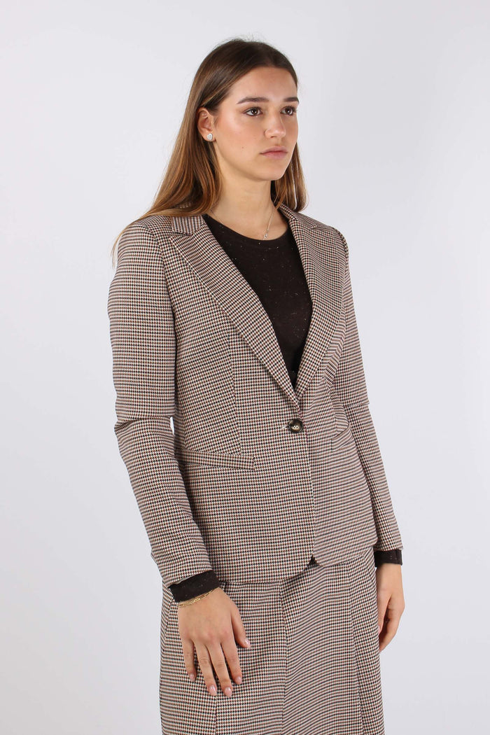 Giacca Micro Quadro Cammello/nero-7