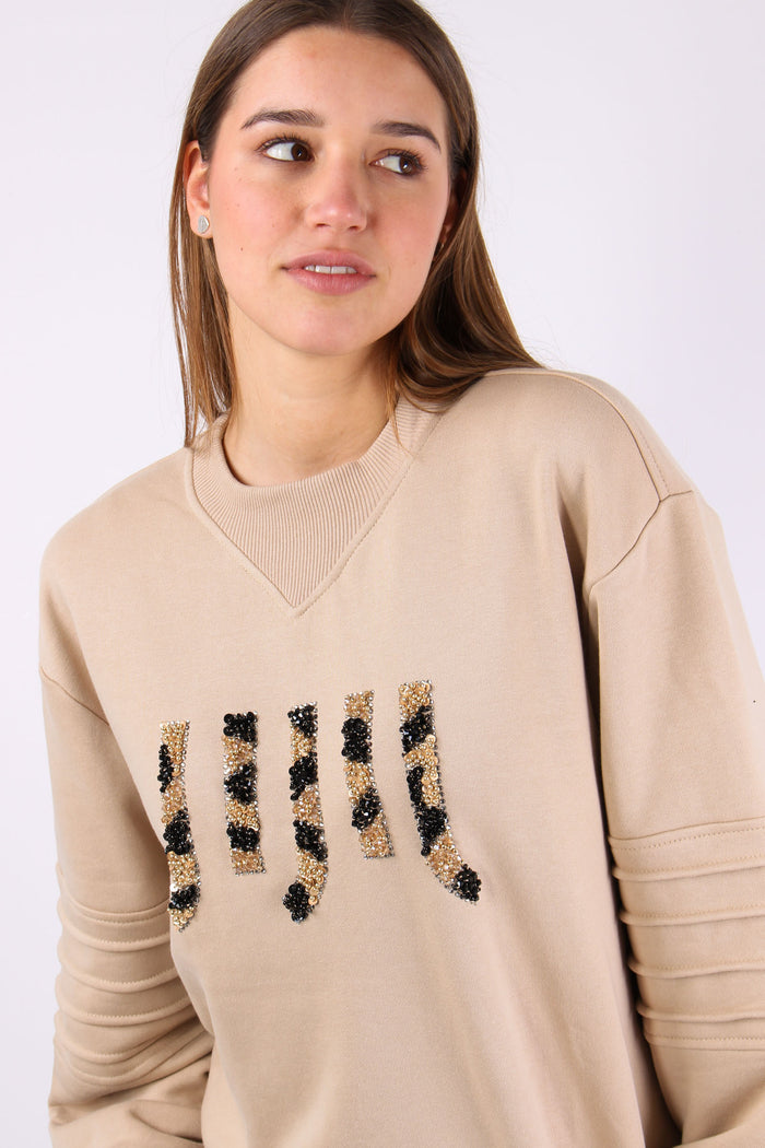 Felpa Logo Strass Vanilla-8