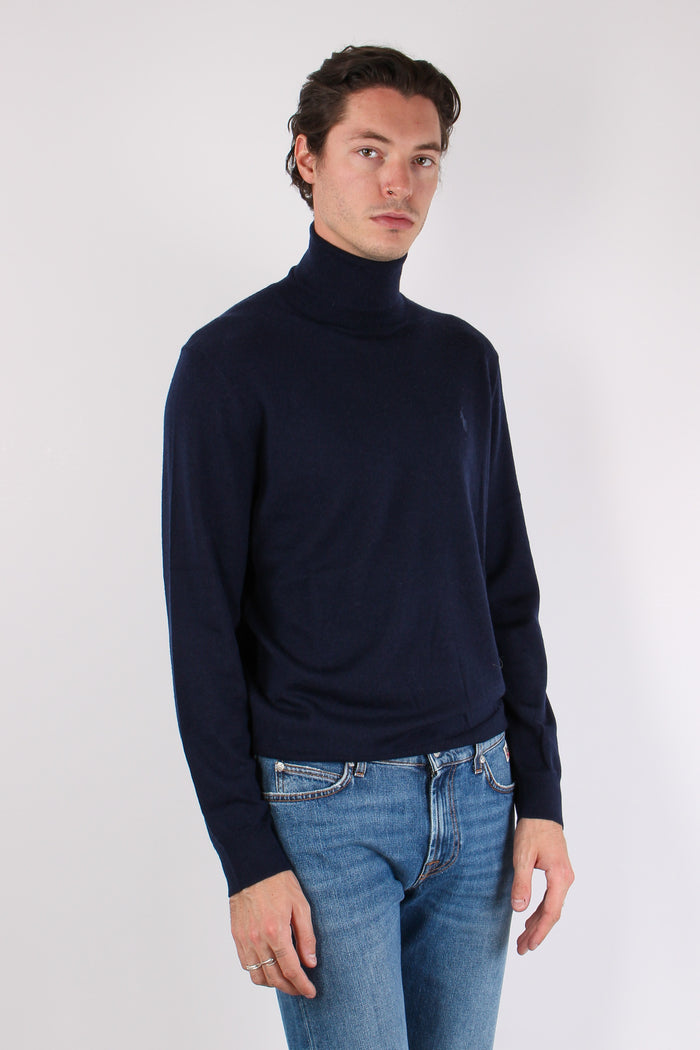 Maglia Collo Alto Lana Merinos Hunter Navy-7