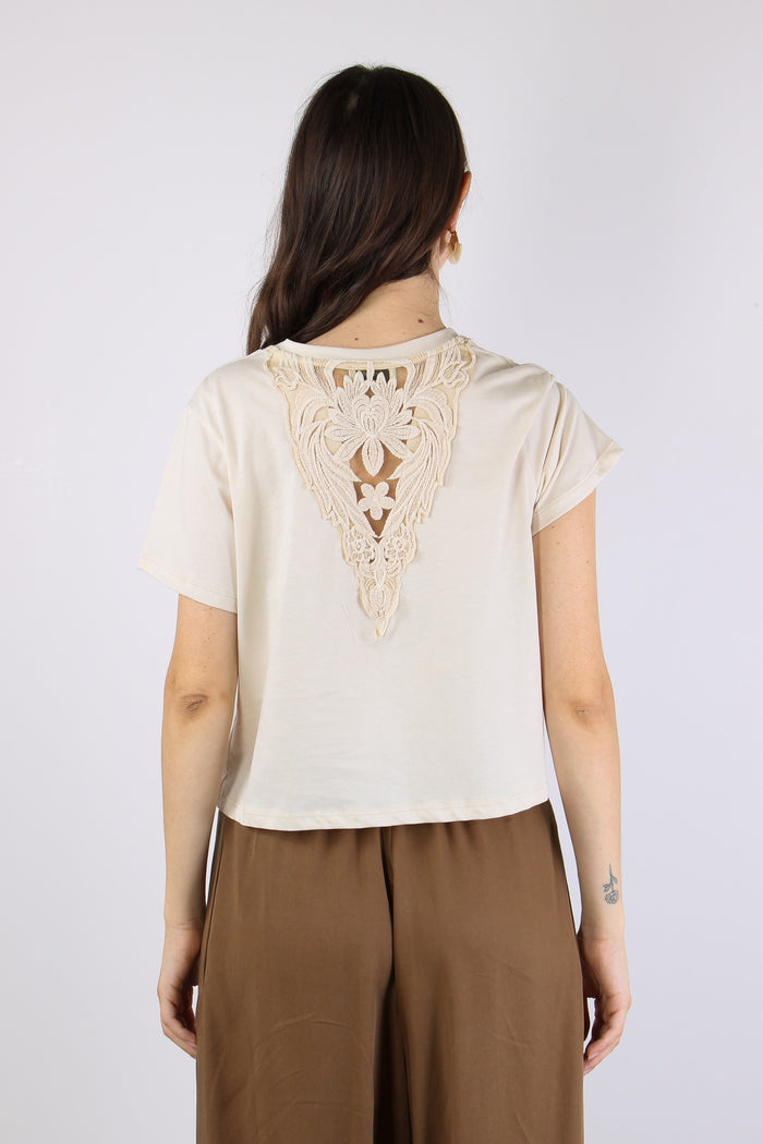 T-shirt Retro Pizzo Burro-5