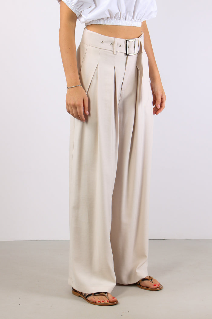 Pantalone Multi Pences Cintura Sabbia-6